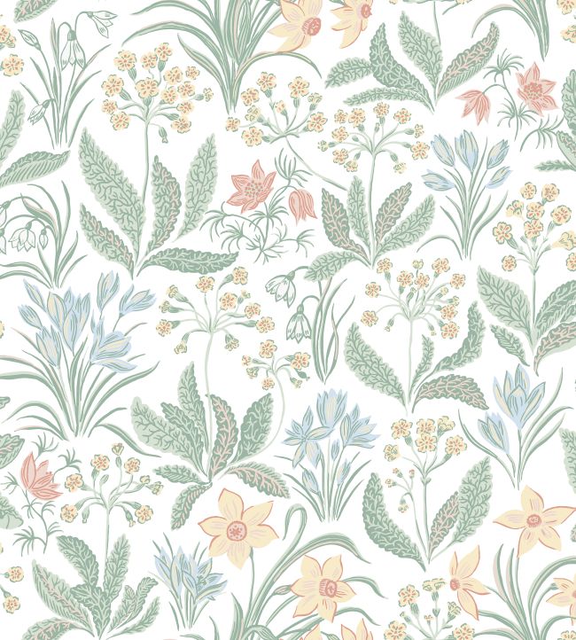 Huset I Solen Wallpaper by Sandberg Spring Green