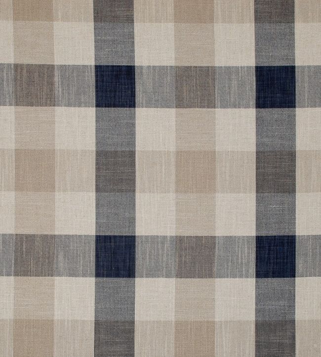 Oban Check Fabric by Ian Mankin Dark Navy