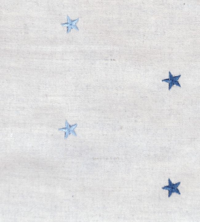Embroidered Union Star Fabric by Ian Mankin Blue