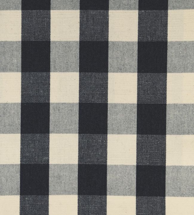 Suffolk Check Large Fabric by Ian Mankin Black