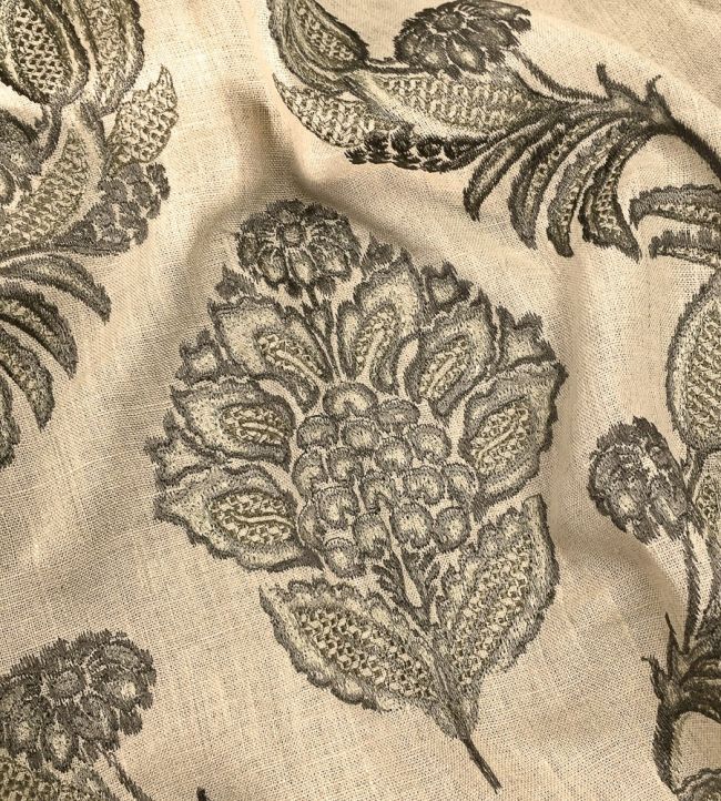 Pasha Embroidery Fabric by Ian Sanderson Charcoal