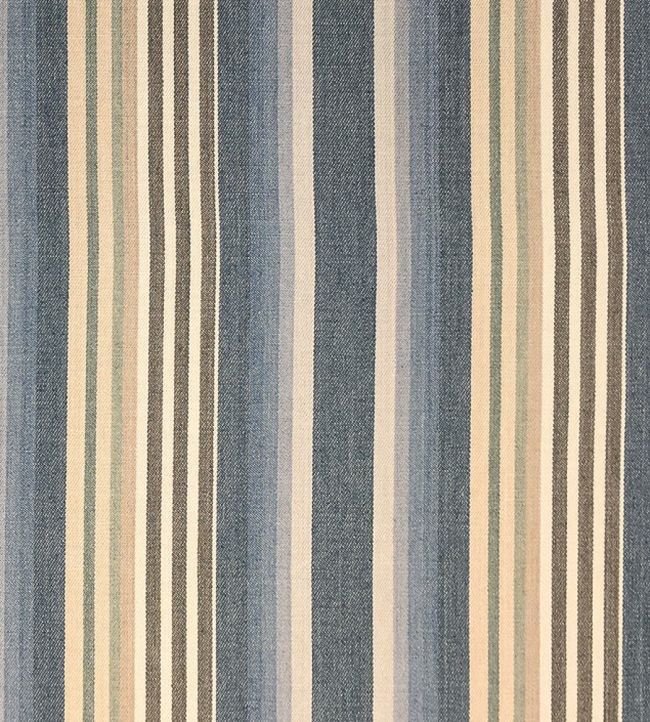 Quay Stripe Fabric by Ian Sanderson Sandstone Blue