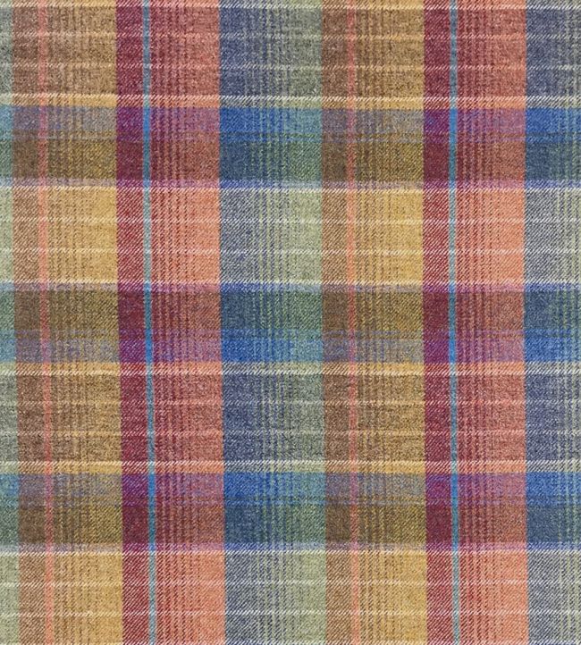 Cossack Plaid Fabric by Ian Sanderson Blue Moss