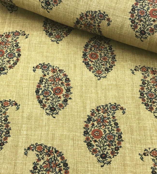 Jessamy Paisley Fabric by Ian Sanderson Indigo Rust