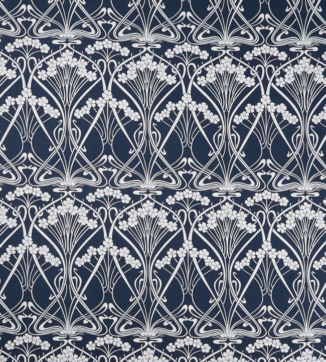 Ianthe Bloom Stencil in Chiltern Linen Fabric by Liberty Pewter