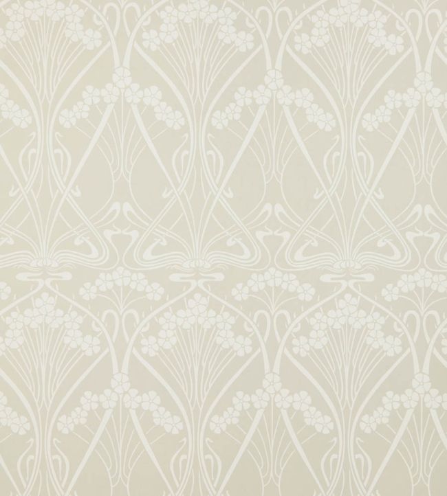 Ianthe Mono Wallpaper by Liberty Pewter White