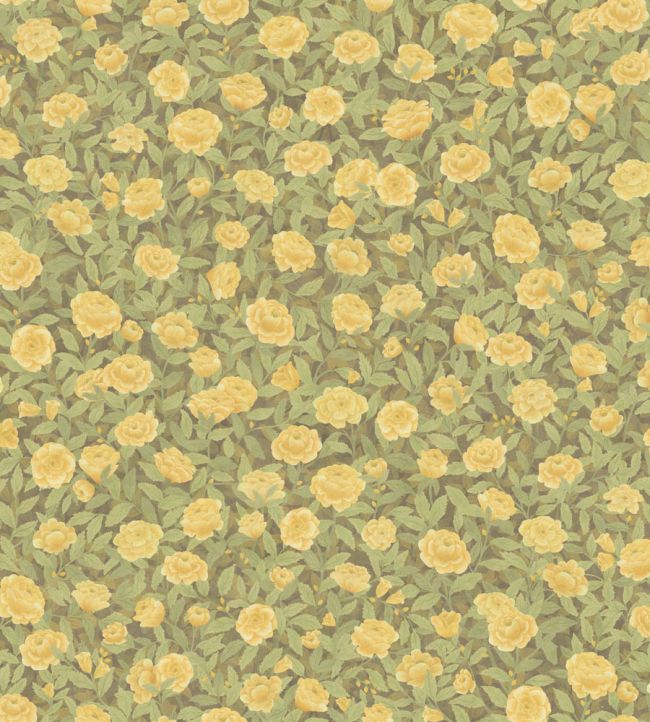 Idyll Roses Linen Union Fabric by Cole & Son Honey Citrine