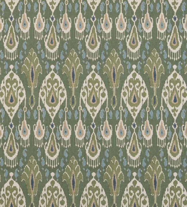 Ikat Bokhara Linen Fabric by GP & J Baker Emerald