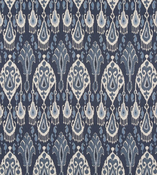Ikat Bokhara Linen Fabric by GP & J Baker Indigo