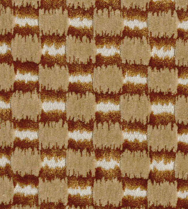 Ikat Checks Fabric by JORO J5-Brick/Walnut