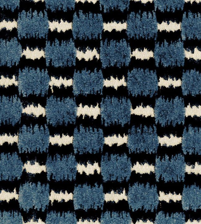 Ikat Checks Fabric by JORO J6-Navy/Denim