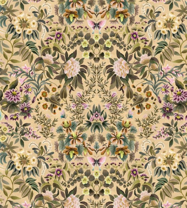 Ikebana Damask Fabric by Designers Guild Coral