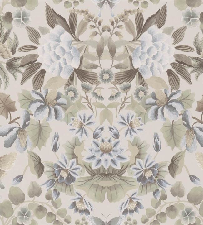 Ikebana Damask Wallpaper by Designers Guild Eau De Nil