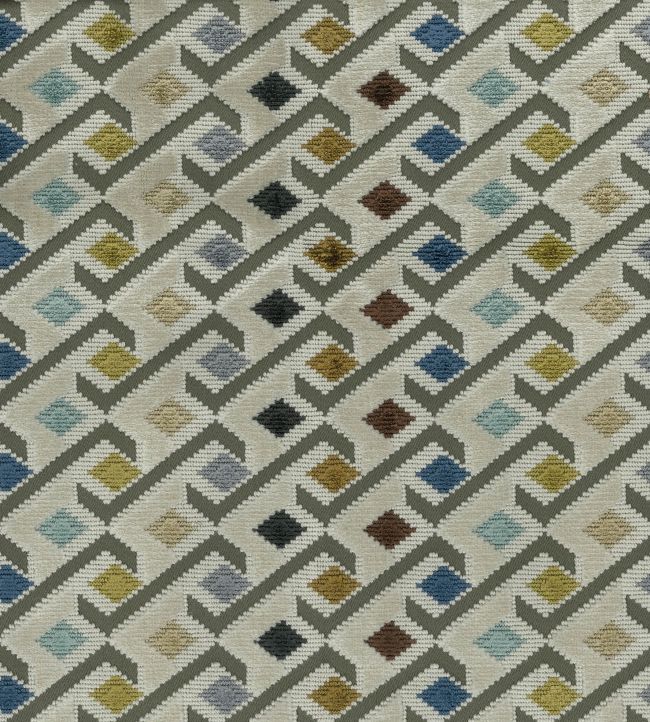Ilaria Fabric by Osborne & Little Charcoal/Gold/Denim
