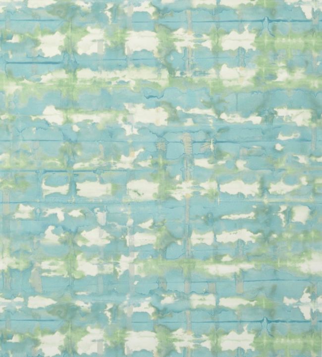 Illusion Wallpaper by Thibaut Teal and Green