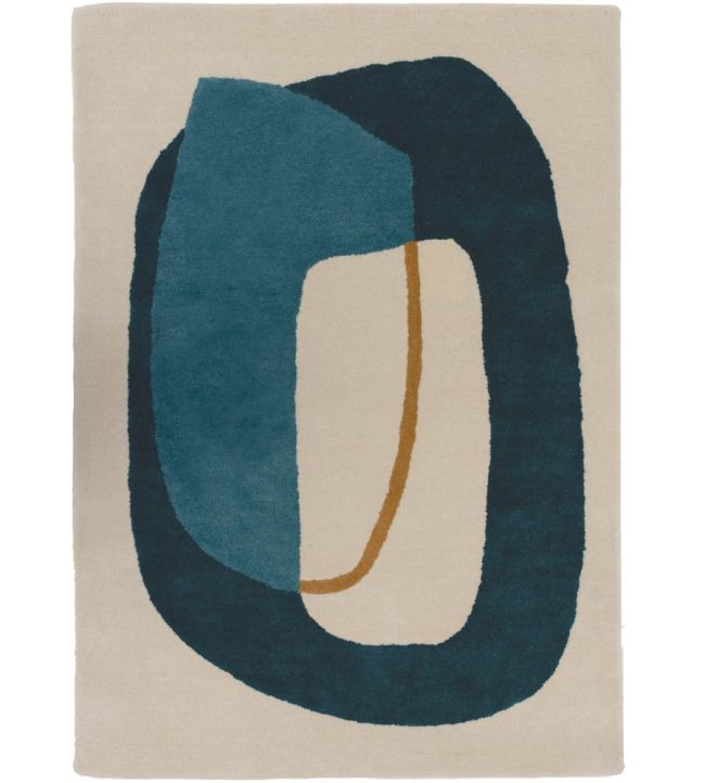 Edito Paris Inclusion rug Storm Blue and Mustard KE-041S Storm Blue and Mustard