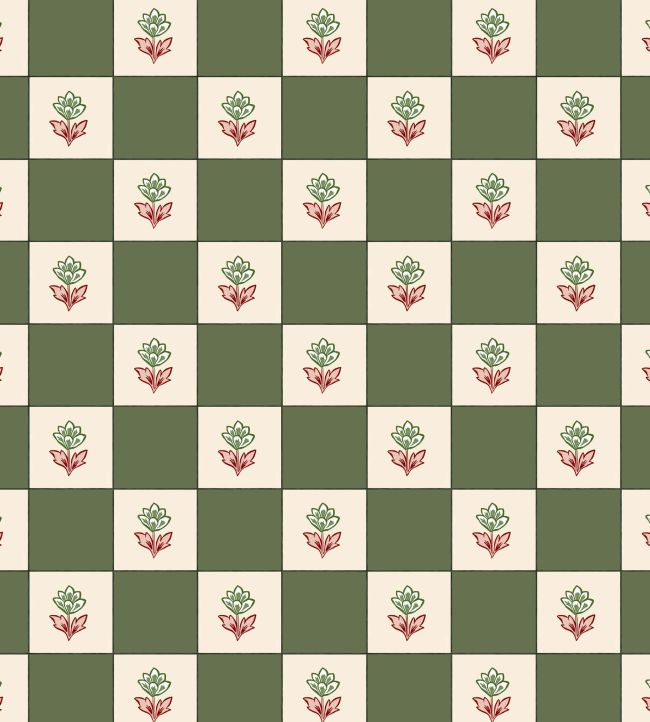 Indian Checks Wallpaper by Ottoline Green