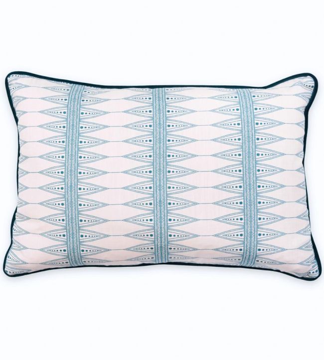 Indian Stripe Cushion 60 x 40cm by Barneby Gates Plaster/Teal