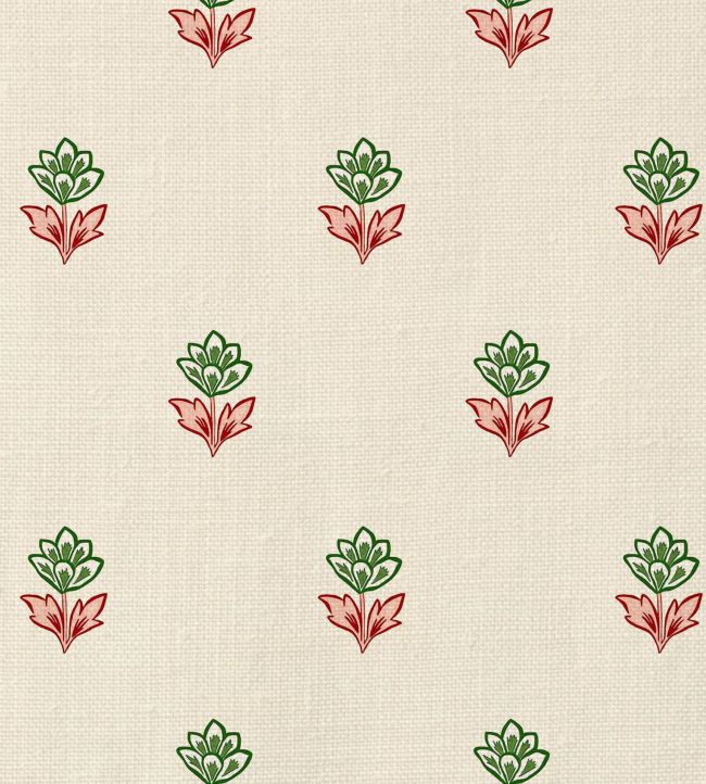 Indian Tulips Fabric by Ottoline Pink and Green