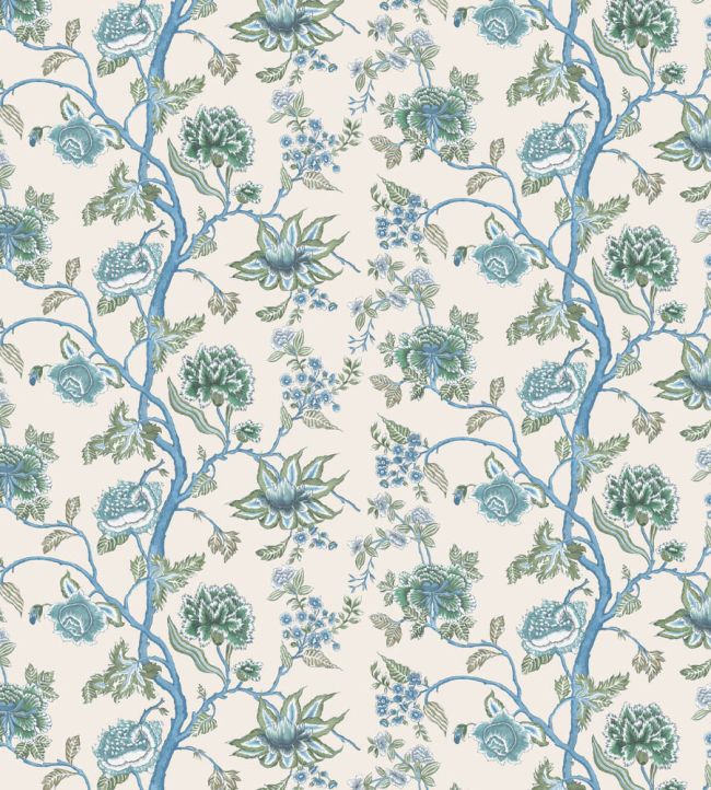 Indienne Wallpaper by Harlequin Cornflower/Pine