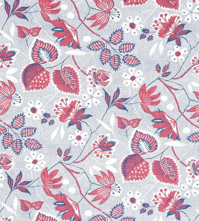 Indienne Hazel Fabric by Anna French Red and Blue