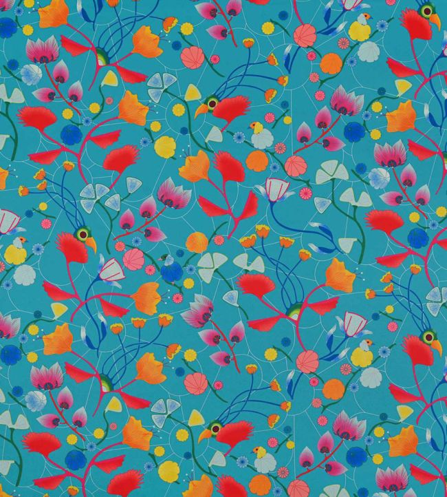 Indienne Vitaminee Fabric by Casal Turquoise