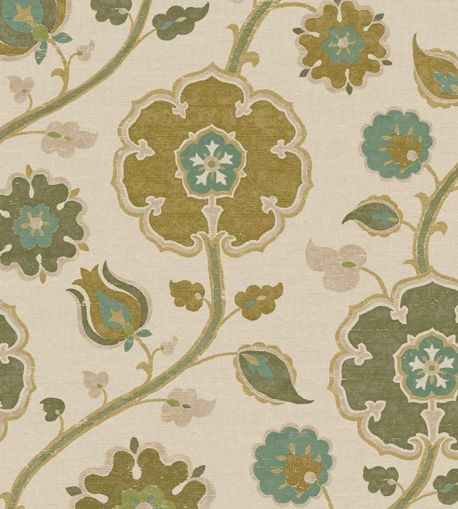Indira Wallpaper by Eijffinger White/Antique Green