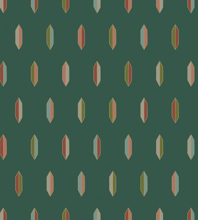 Inlay Wallpaper by Cole & Son Jewel Multi & Copper on Racing Green