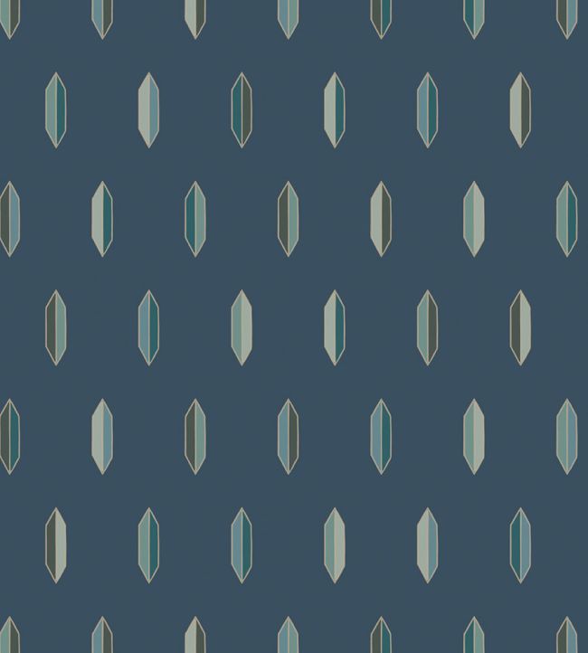 Inlay Wallpaper by Cole & Son Turquoise & Gilver on Navy