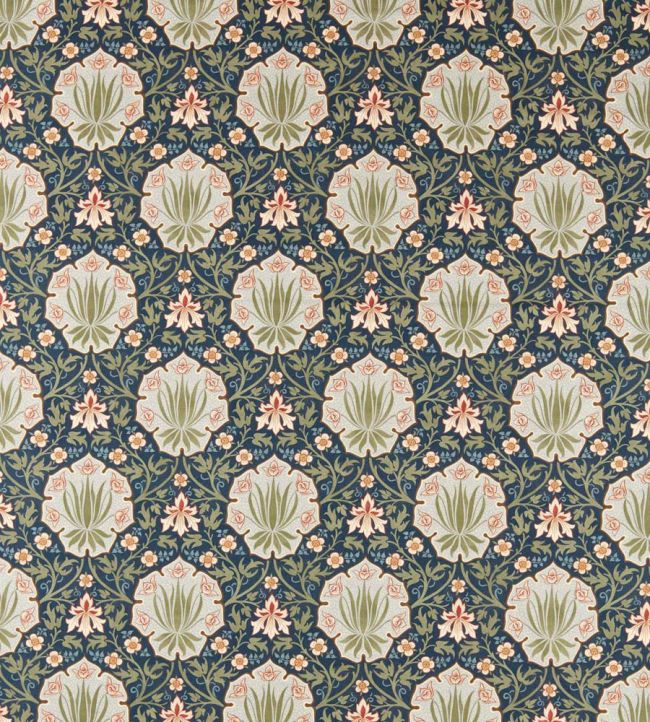 Iris & Rose Fabric by Morris & Co Indigo/Thyme