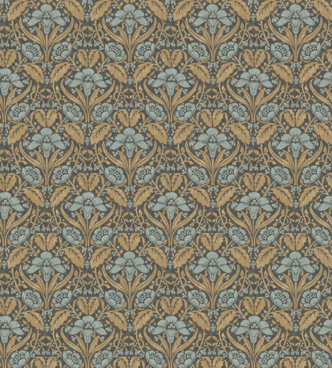 Iris Meadow Wallpaper by GP & J Baker Aqua/Ochre