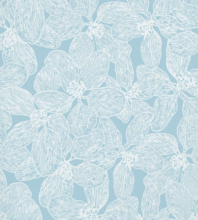 Island Orchid Wallpaper by Thibaut Light Blue