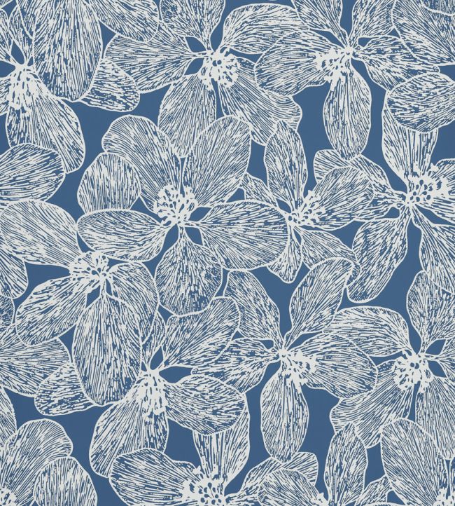 Island Orchid Wallpaper by Thibaut Navy