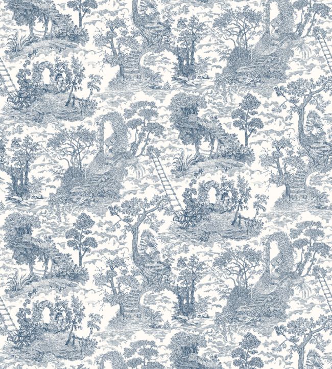 Islet Hoping Toile Wallpaper by Josephine Munsey Blue