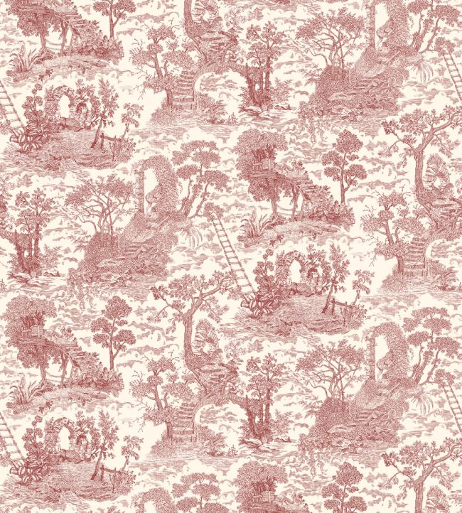Islet Hoping Toile Wallpaper by Josephine Munsey Red