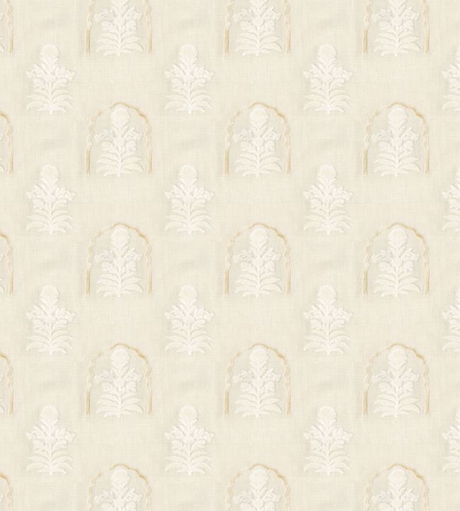 Jaipur Flower Fabric by JORO J1-Sand/Ecru