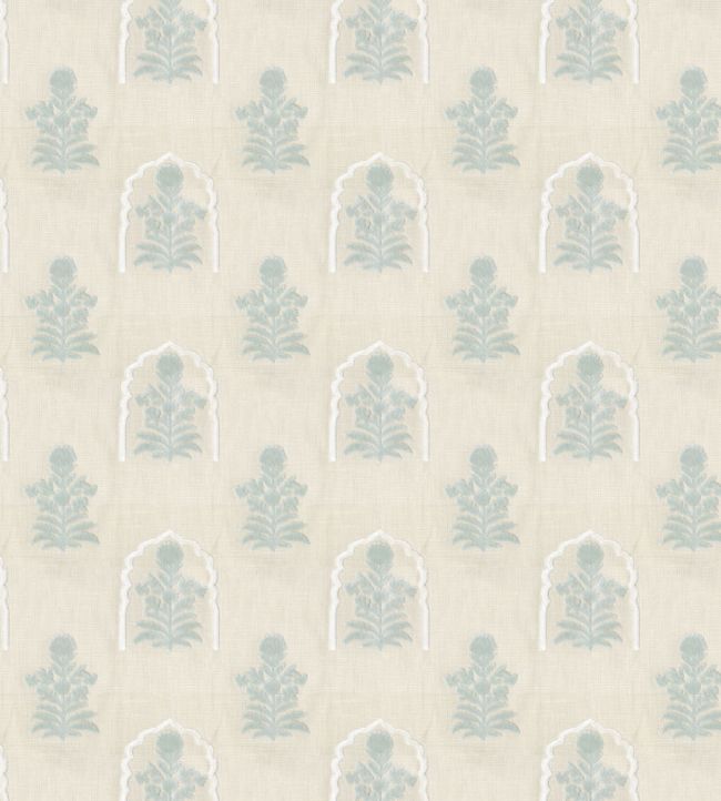 Jaipur Flower Fabric by JORO J4-Cream/Sky