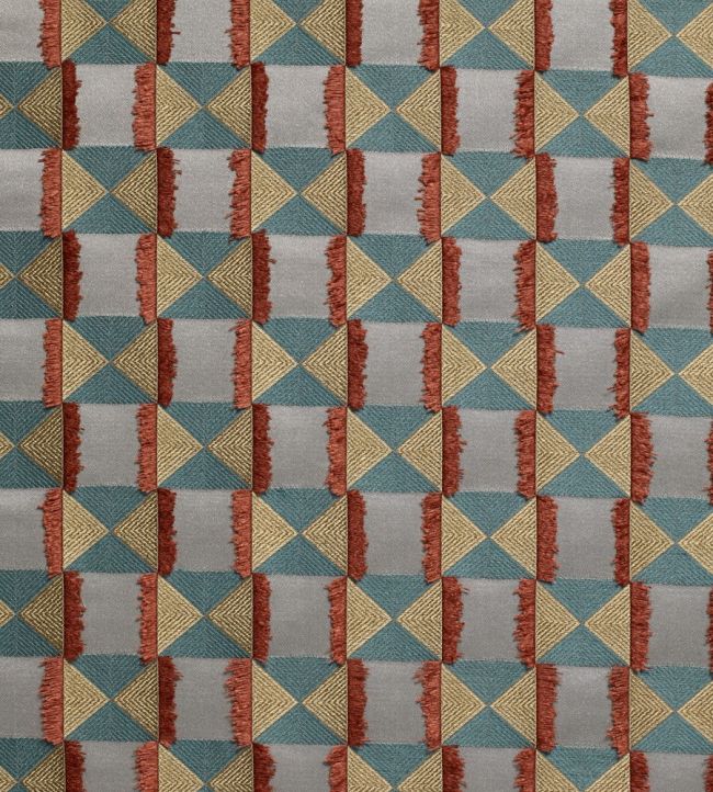 Charleston Fabric by James Hare Teal/Orange