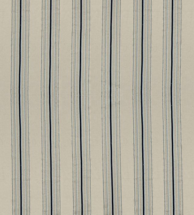 Ceylon Stripe Fabric by James Hare Natural / Indigo