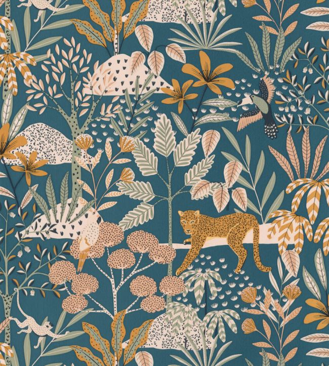 Jane Wallpaper by Caselio Bleu nuit rose