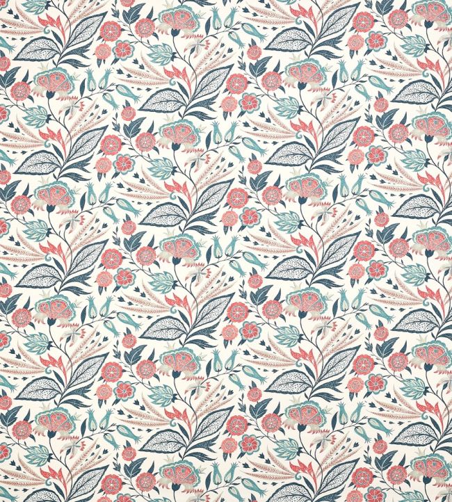 Amber Fabric by Jane Churchill Teal/Coral