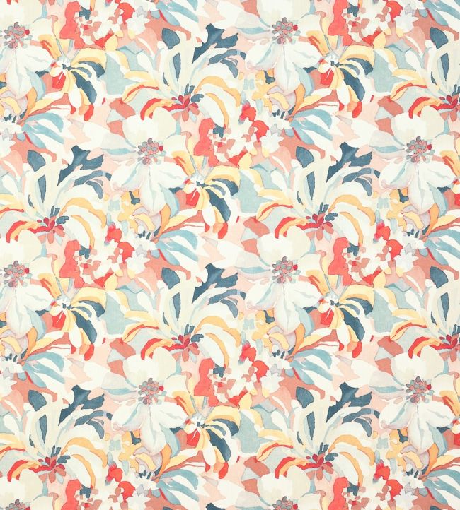 Hot House Fabric by Jane Churchill Red/Aqua