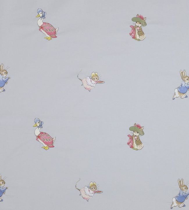 Embroidered Beatrix Potter Fabric by Jane Churchill Blue