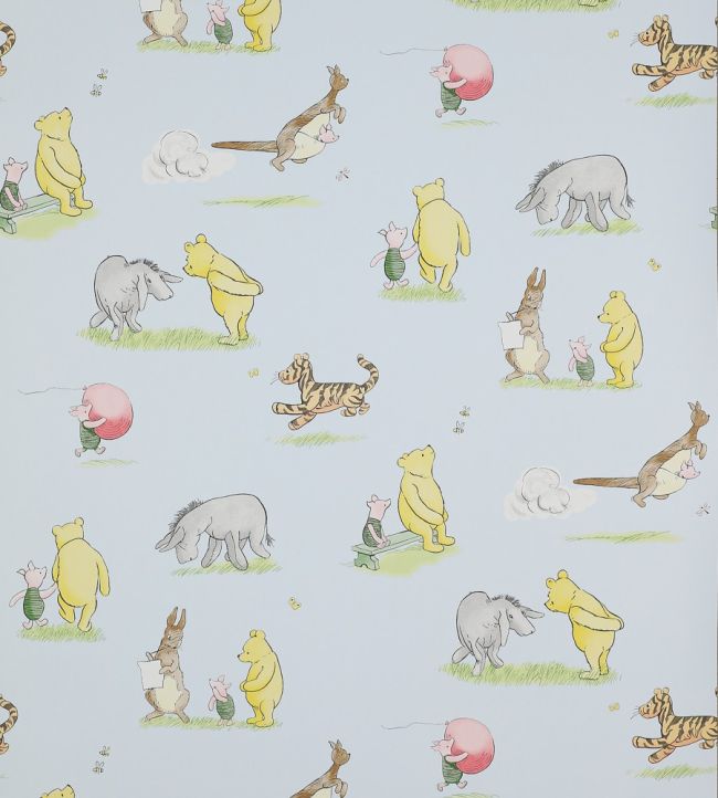 Winnie the Pooh and Friends Wallpaper by Jane Churchill Blue