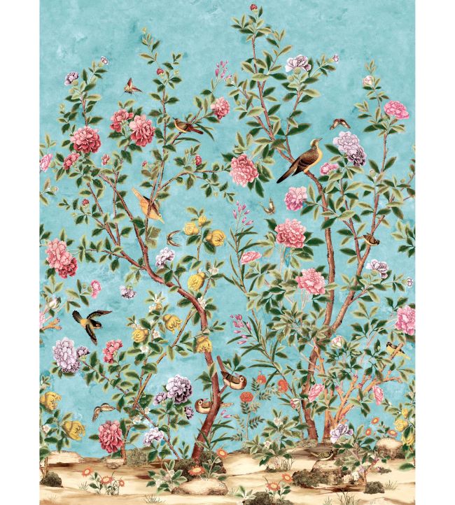 Jardin Bloom Mural by Thibaut Turquoise
