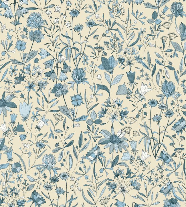 Jardin De Giverny Wallpaper by Caselio Bleu Porcelaine