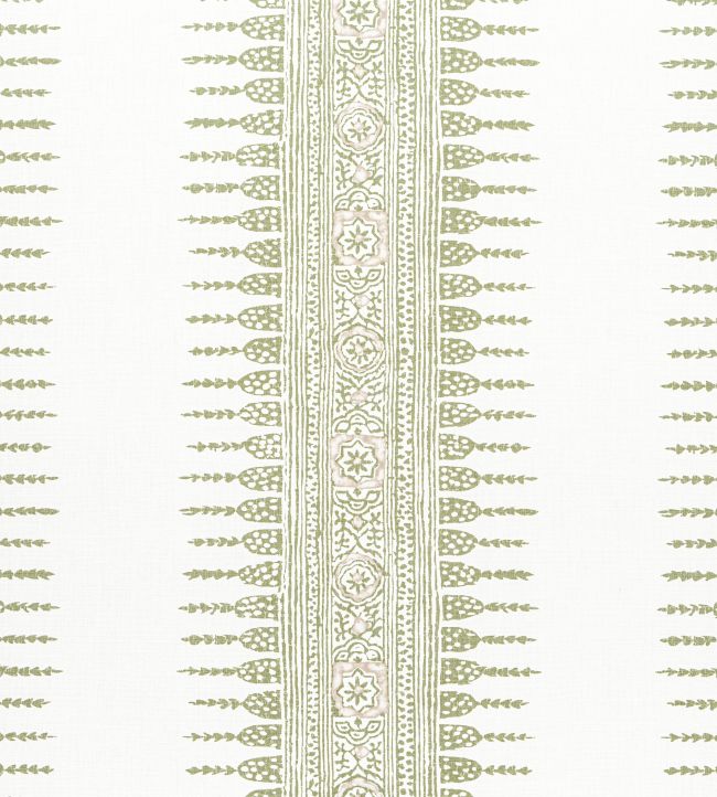 Javanese Stripe Fabric by Anna French Green and White