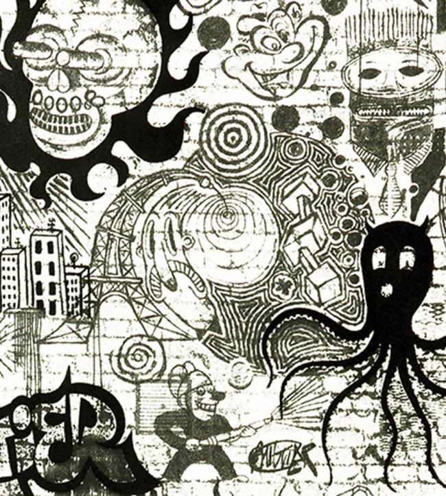 Ernest Wallpaper by Jean Paul Gaultier Ecru / Noir