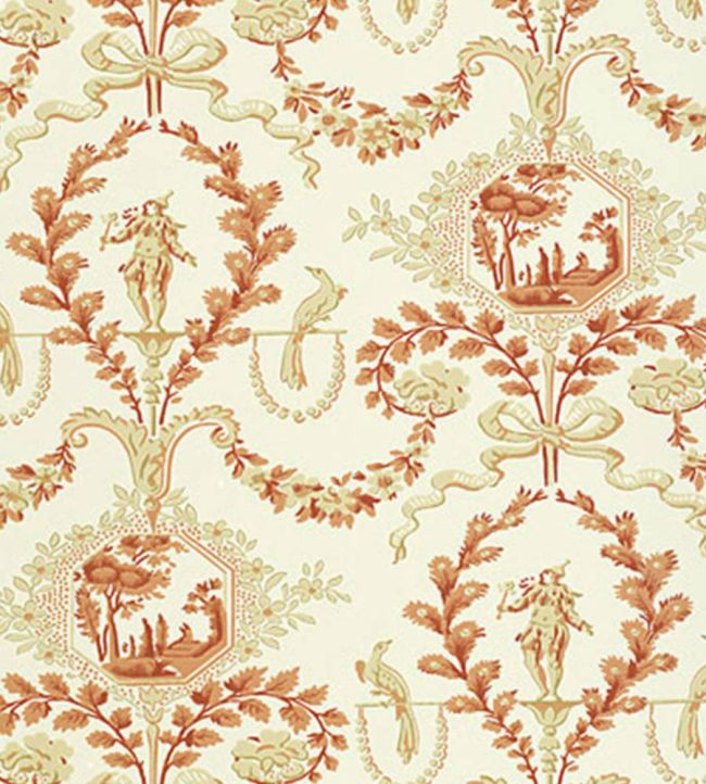 Jester Arabesque Wallpaper by Schumacher Terra Cotta