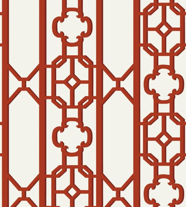 Joanna Fret Wallpaper by Scalamandre Lacquer Red